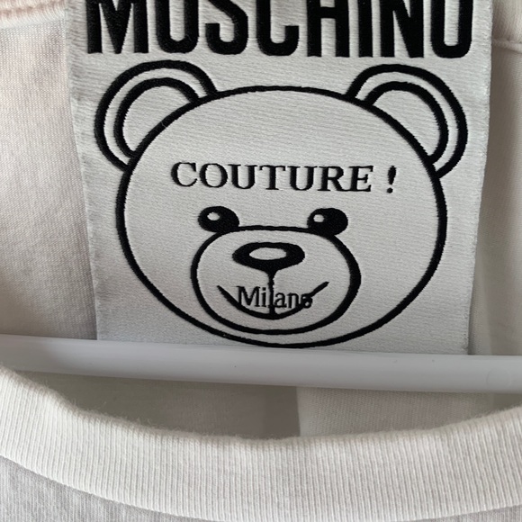Moschino Couture White Teddy Bear Printed Cotton Short Sleeve T-Shirt Size: XXS - Picture 2 of 4